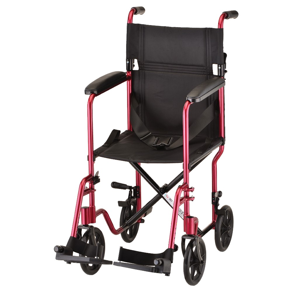 17" (Seat Width) Lightweight Transport Chair Red